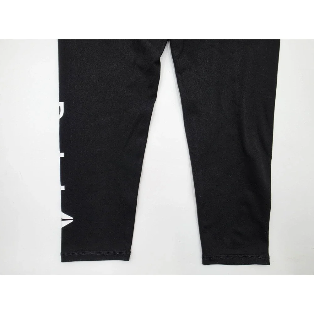 Reebok Kids Black Athletic Leggings Capri Logo Print Size 14 16‎ XL TG